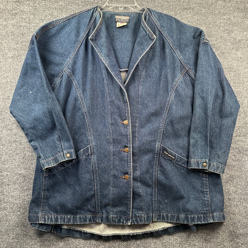 Vintage Rocky Mountain Clothing Co Blue Denim Jacket Made in USA Plus Size 16/18